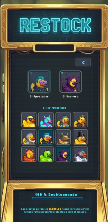 Selector de Proveedor antes de la partida